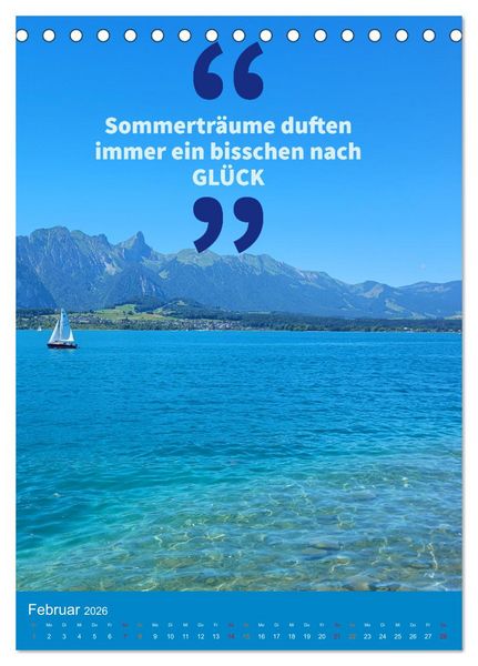 Produktbild: Verr&uuml;ckt nach SOMMER Urlaub- Auszeit - Spr&uuml;che (Tischkalender 2026 DIN A5 hoch), CALVENDO Monatskalender