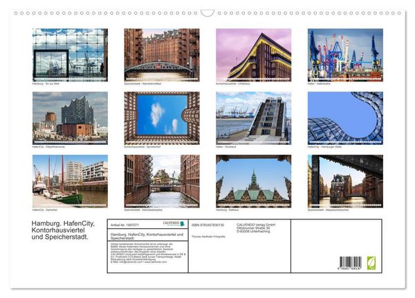 Produktbild: Hamburg. HafenCity, Kontorhausviertel und Speicherstadt. (Wandkalender 2026 DIN A2 quer), CALVENDO Monatskalender