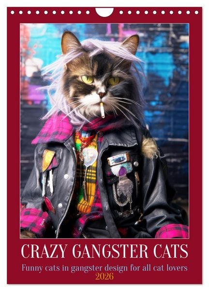 Produktbild: Crazy gangster cats (Wall Calendar 2026 DIN A4 portrait), CALVENDO 12 Month Wall Calendar