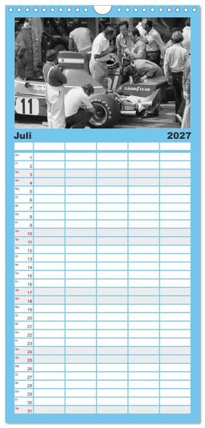 Produktbild: Familienplaner 2027 - Formel, Rennen, Boxengasse 1971-&acute;83 mit 5 Spalten (Wandkalender, 21 x 45 cm) CALVENDO
