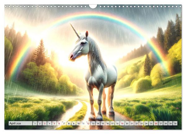 Produktbild: Mystische Einh&ouml;rner - Jahreszeiten im Einhornland (Wandkalender 2026 DIN A3 quer), CALVENDO Monatskalender