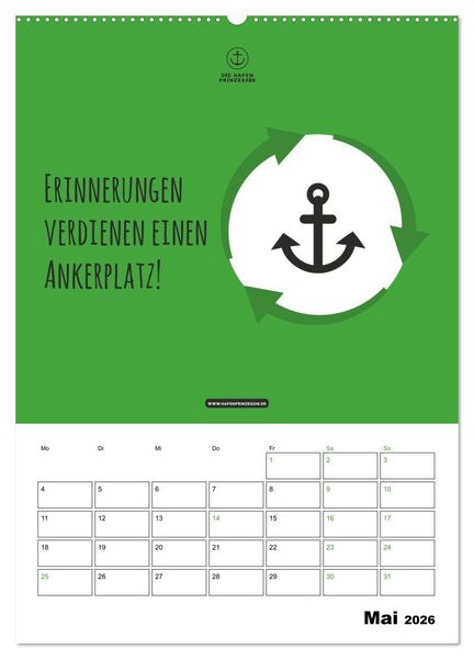 Produktbild: hafenprinzessin: Ankertr&auml;ume & Meer - Der moderne Zitate-Wandkalender f&uuml;r maritime Lebensmomente! (Wandkalender 2026 DIN A2 hoch), CALVENDO Monatskalender