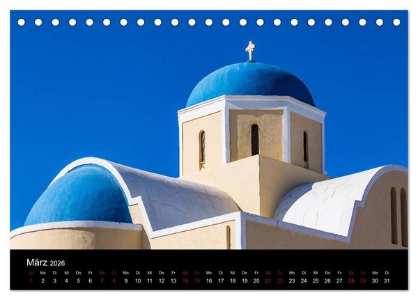 Produktbild: Santorini - K&ouml;nigin der Kykladen (Tischkalender 2026 DIN A5 quer), CALVENDO Monatskalender