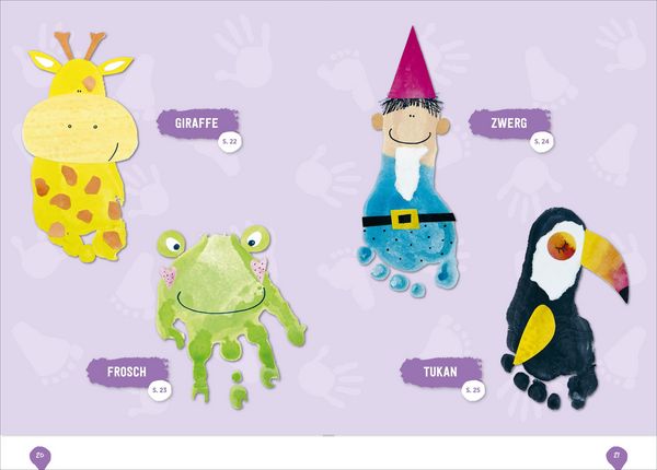 Produktbild: Kleine H&auml;nde, kleine F&uuml;&szlig;e: Kunterbunte Basteleien mit Hand- und Fu&szlig;abdr&uuml;cken.