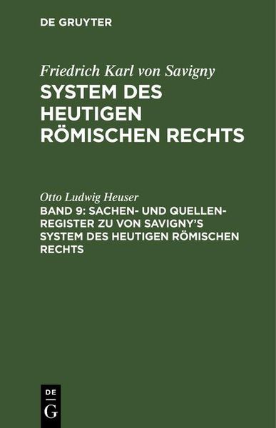 Produktbild: Sachen- und Quellen-Register zu von Savigny's System des heutigen r&ouml;mischen Rechts