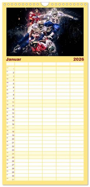 Produktbild: Familienplaner 2026 - American Football - so cool mit 5 Spalten (Wandkalender, 21 x 45 cm) CALVENDO