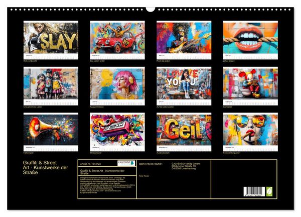 Produktbild: Graffiti & Street Art - Kunstwerke der Stra&szlig;e (Wandkalender 2026 DIN A2 quer), CALVENDO Monatskalender