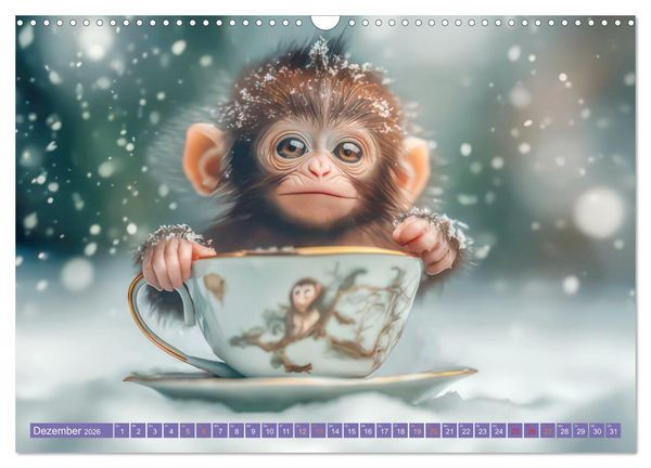 Produktbild: Tiere in Teetassen (Wandkalender 2026 DIN A3 quer), CALVENDO Monatskalender