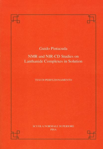 Produktbild: NMR and NIR-CD studies on lanthanide complexes in solution