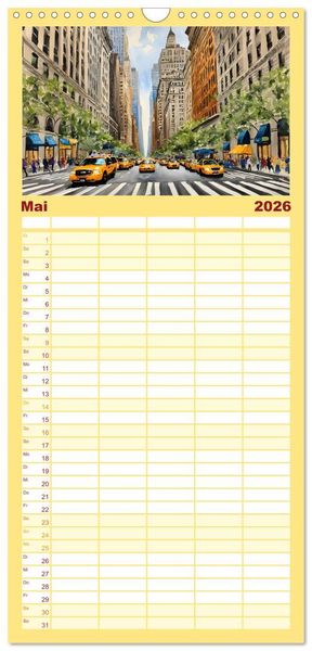 Produktbild: Familienplaner 2026 - Sightseeing New York mit 5 Spalten (Wandkalender, 21 x 45 cm) CALVENDO