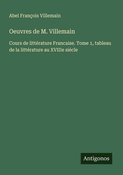 Produktbild: Oeuvres de M. Villemain