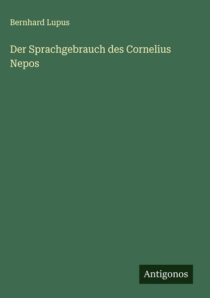 Produktbild: Der Sprachgebrauch des Cornelius Nepos