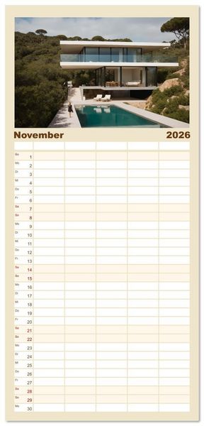 Produktbild: Familienplaner 2026 - Einsamkeit in Architektur mit 5 Spalten (Wandkalender, 21 x 45 cm) CALVENDO