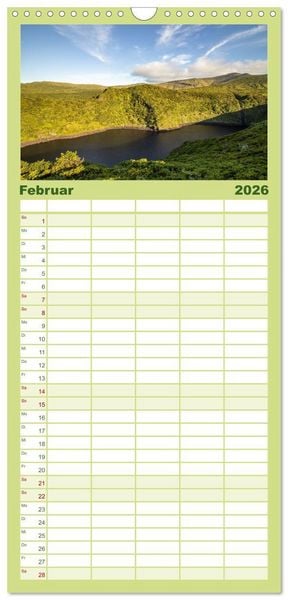 Produktbild: Familienplaner 2026 - Azoren Landschaften - Flores und Corvo mit 5 Spalten (Wandkalender, 21 x 45 cm) CALVENDO