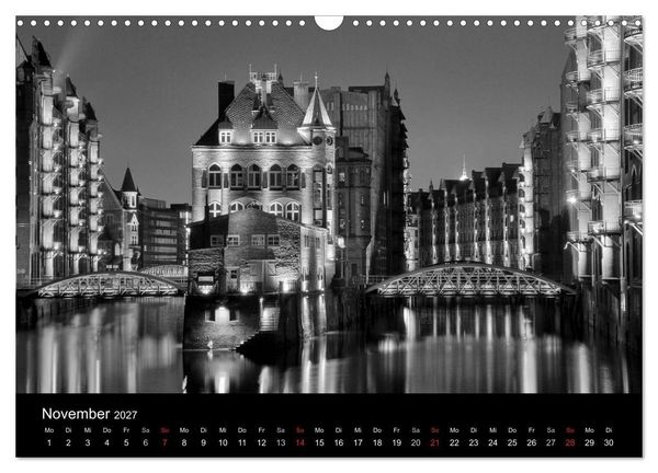 Produktbild: Hamburg monochrome Impressionen (Wandkalender 2027 DIN A3 quer), CALVENDO Monatskalender
