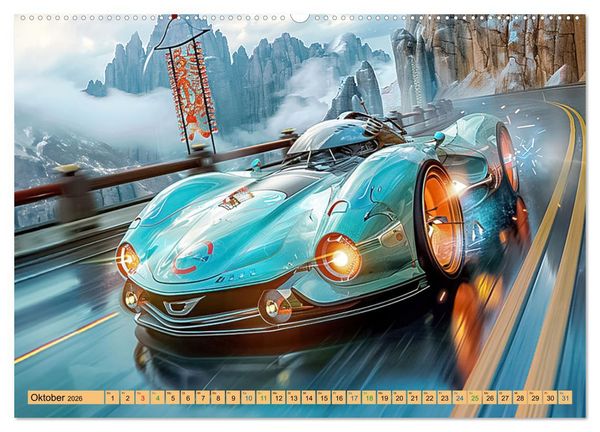 Produktbild: Futuristische Boliden - Asiatisch inspiriert (Wandkalender 2026 DIN A2 quer), CALVENDO Monatskalender