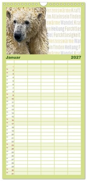 Produktbild: Familienplaner 2027 - Mein wildes Krafttier voller Achtsamkeit mit 5 Spalten (Wandkalender, 21 x 45 cm) CALVENDO