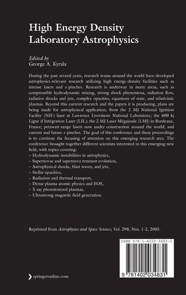 Produktbild: High Energy Density Laboratory Astrophysics