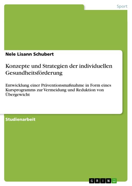 Produktbild: Konzepte und Strategien der individuellen Gesundheitsf&ouml;rderung