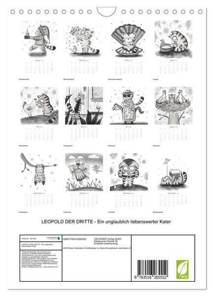 Produktbild: LEOPOLD DER DRITTE - Ein unglaublich liebenswerter Kater (Wandkalender 2026 DIN A4 hoch), CALVENDO Monatskalender