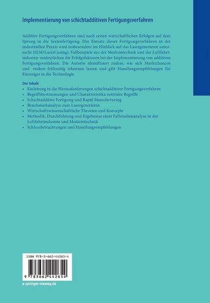 Produktbild: Implementierung von schichtadditiven Fertigungsverfahren