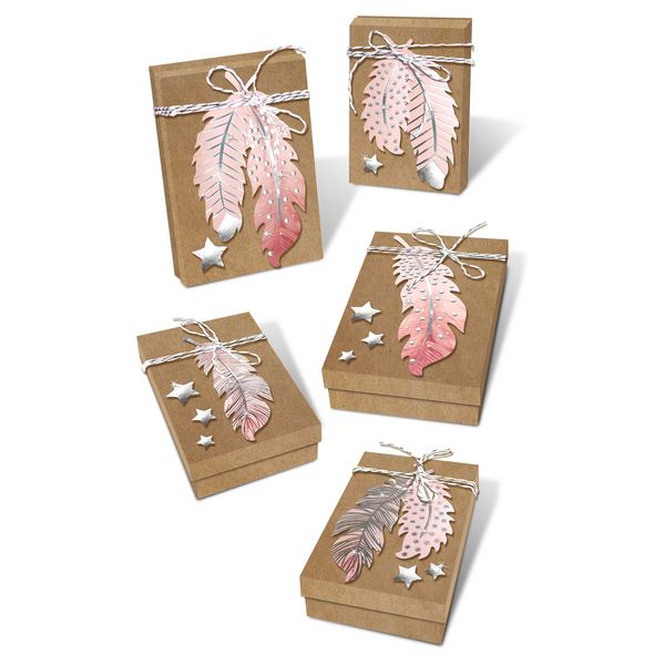 Produktbild: URSUS Geschenkboxen-Set "Federn", ros&eacute;/silber
