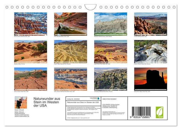 Produktbild: Naturwunder aus Stein im Westen der USA (Wandkalender 2026 DIN A4 quer), CALVENDO Monatskalender