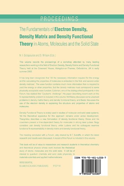 Produktbild: The Fundamentals of Electron Density, Density Matrix and Density Functional Theory in Atoms, Molecules and the Solid State