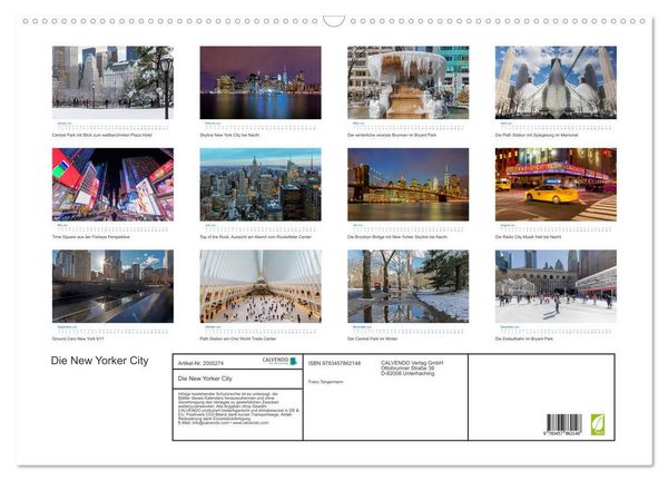 Produktbild: Die New Yorker City (Wandkalender 2026 DIN A2 quer), CALVENDO Monatskalender