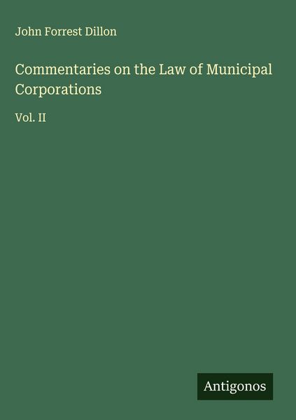 Produktbild: Commentaries on the Law of Municipal Corporations