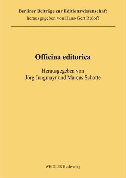 Officina editorica, Paperback von , Weidler Buchverlag Berlin, 9783896935618