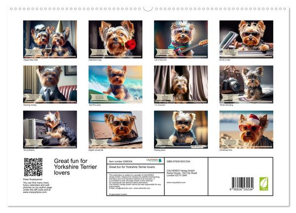 Produktbild: Great fun for Yorkshire Terrier lovers (High Quality Premium Wall Calendar 2026 DIN A2 landscape),CALVENDO 12 Month Wall Calendar