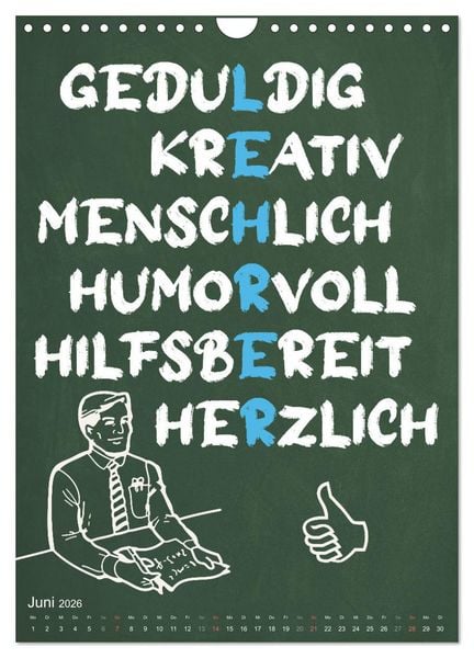 Produktbild: Coole Lehrerspr&uuml;che (Wandkalender 2026 DIN A4 hoch), CALVENDO Monatskalender