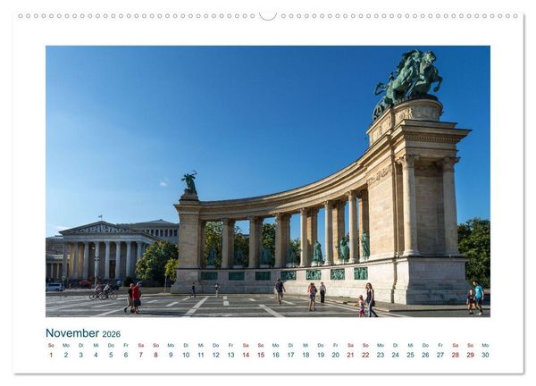 Produktbild: Budapest: zwischen Parlamentsgeb&auml;ude und Burgpalast (hochwertiger Premium Wandkalender 2026 DIN A2 quer), Kunstdruck in Hochglanz