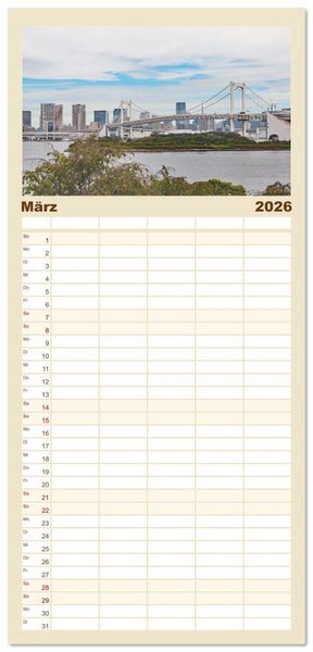 Produktbild: Familienplaner 2026 - Japan - Impressionen aus dem Land der aufgehenden Sonne mit 5 Spalten (Wandkalender, 21 x 45 cm) CALVENDO