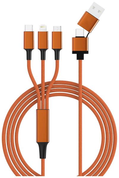 Smrter USB-Ladekabel USB 2.0 Apple Lightning Stecker, USB-A Stecker, USB-C® Stecker, USB-Micro-B Stecker 1.20m Orange mi