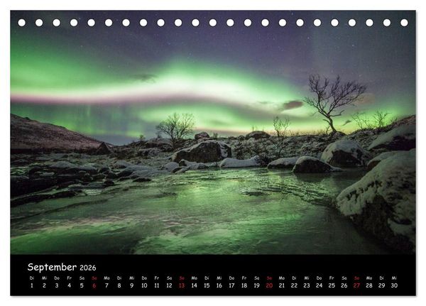 Produktbild: Nordlichtkalender (Tischkalender 2026 DIN A5 quer), CALVENDO Monatskalender