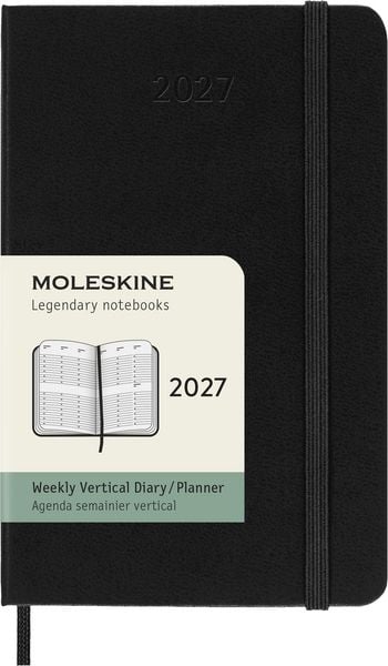 Produktbild: Moleskine 12 Monate Wochenkalender 2027, Pocket/A6, 1 Wo = 2 Seiten, vertikal, fester Einband, Schwarz