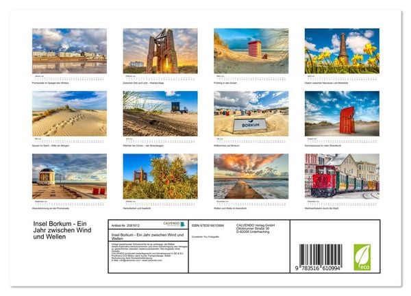Produktbild: Insel Borkum - Ein Jahr zwischen Wind und Wellen (Wandkalender 2026 DIN A4 quer), CALVENDO Monatskalender