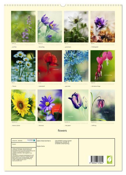 Produktbild: flowers (hochwertiger Premium Wandkalender 2026 DIN A2 hoch), Kunstdruck in Hochglanz