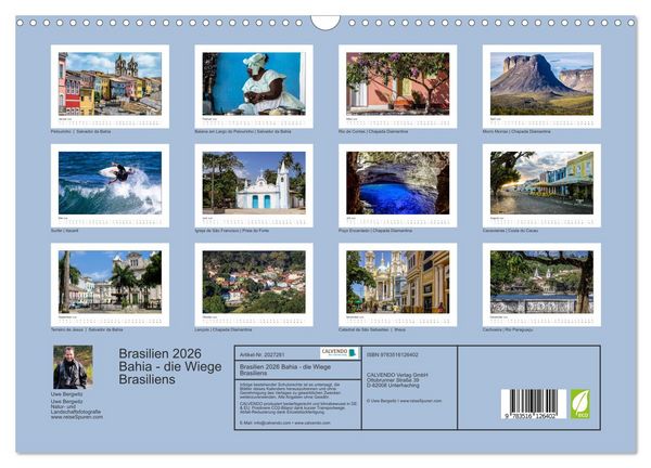 Produktbild: Brasilien 2026 Bahia - die Wiege Brasiliens (Wandkalender 2026 DIN A3 quer), CALVENDO Monatskalender