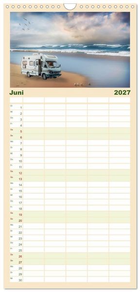 Produktbild: Familienplaner 2027 - Camping macht gl&uuml;cklich! mit 5 Spalten (Wandkalender, 21 x 45 cm) CALVENDO