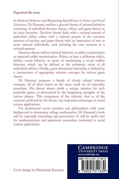 Produktbild: Rational Behaviour and Bargaining Equilibrium in Games and Social Situations