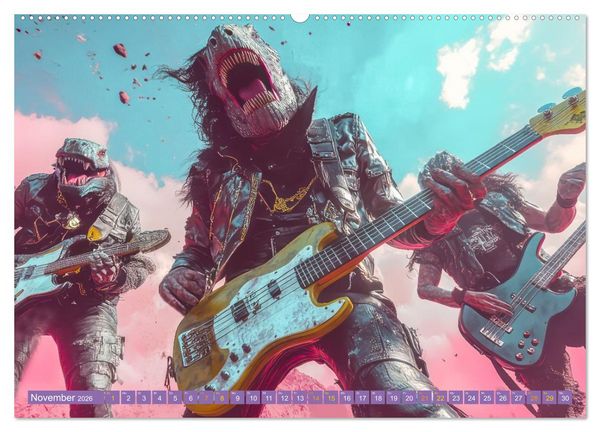 Produktbild: Dinos rocken ab (Wandkalender 2026 DIN A2 quer), CALVENDO Monatskalender