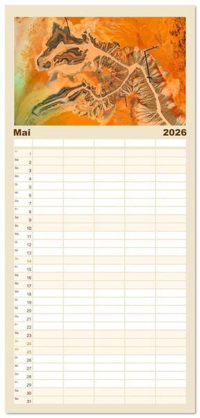 Produktbild: Familienplaner 2026 - ABOVE - Die Welt von oben in ihrer abstraktesten Form mit 5 Spalten (Wandkalender, 21 x 45 cm) CALVENDO