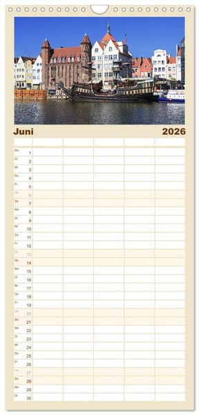 Produktbild: Familienplaner 2026 - Danzig - Eine Perle Polens mit 5 Spalten (Wandkalender, 21 x 45 cm) CALVENDO