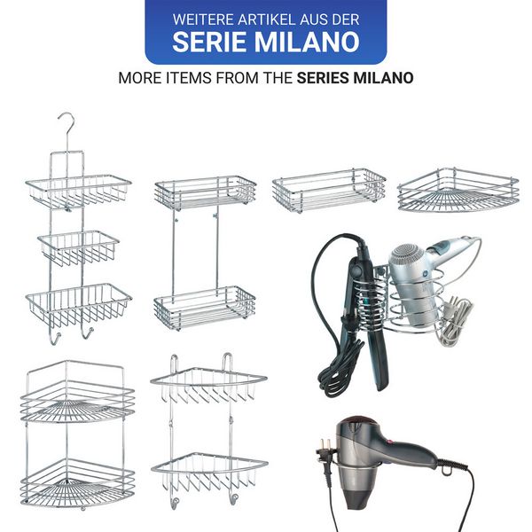 Produktbild: Haartrocknerhalter und Gl&auml;tteisenhalter Mod. Milano, mit Kabelhalter, zur Wandmontage