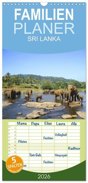 Produktbild: Familienplaner 2026 - Sri Lanka mit 5 Spalten (Wandkalender, 21 x 45 cm) CALVENDO