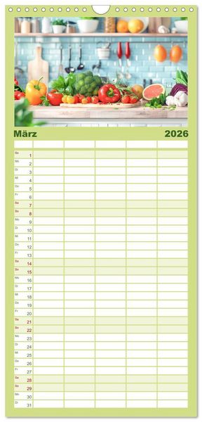Produktbild: Familienplaner 2026 - Mediterrane K&uuml;che mit 5 Spalten (Wandkalender, 21 x 45 cm) CALVENDO