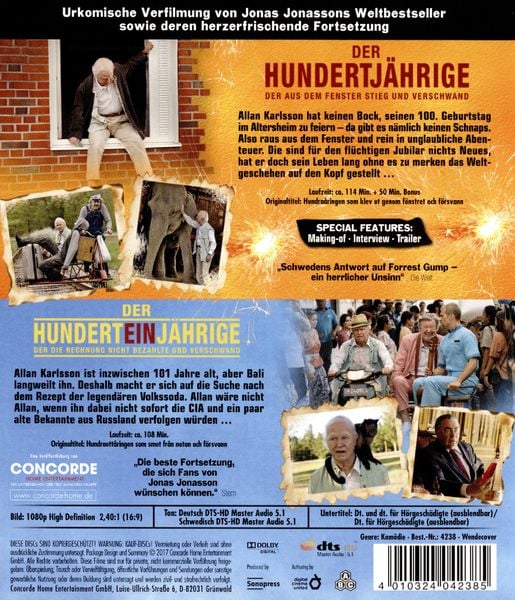 Produktbild: Der Hundertj&auml;hrige, der aus dem Fenster stieg und verschwand/Der Hunderteinj&auml;hrige, der die Rechnung nicht bezahlte und verschwand [2 BRs]